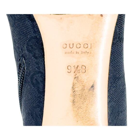 Gucci‎ Boots GG Logo Monogram Supreme Black Leather Canvas Ankle Boots Heels 9.5 - Picture 9 of 11